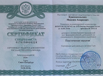 Сертификат Красносельских Максим Андреевич