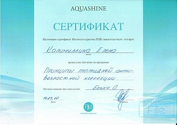 Сертификат Калимуллина Елена Ильгизовна